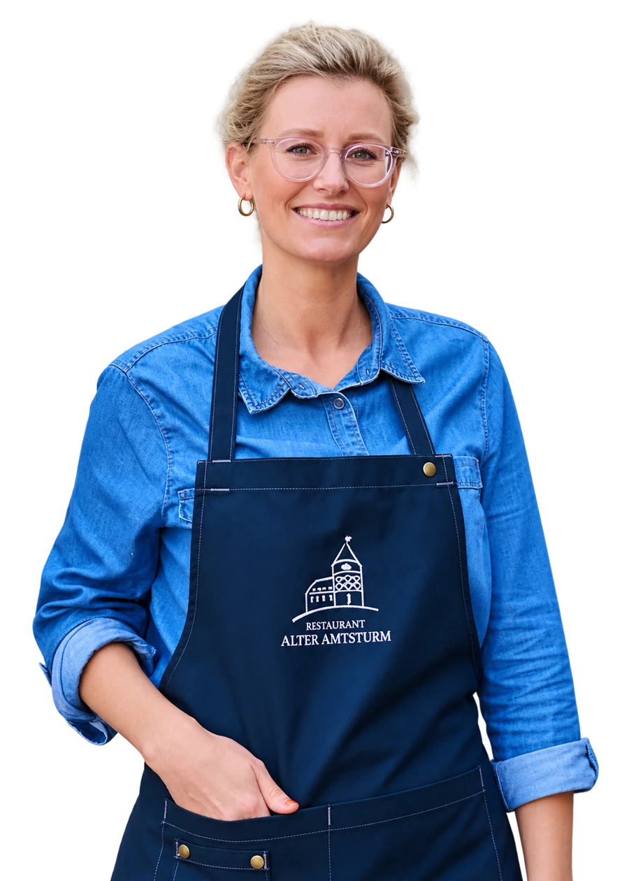 Katharina Schleede, die linke Gastgeberin auf dem Originalfoto
